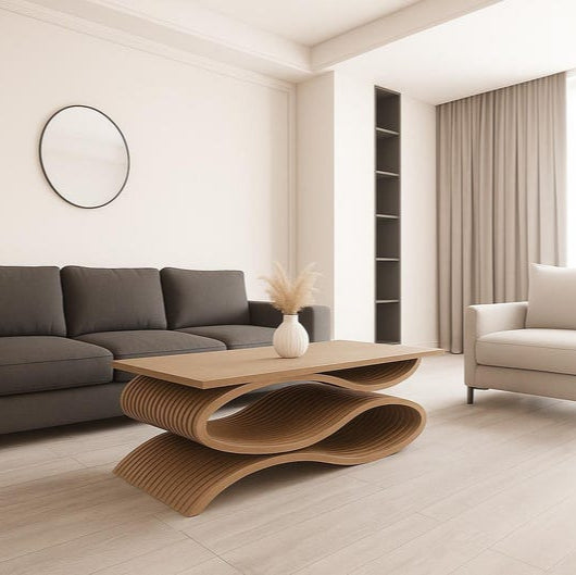 Curved Parametric Table DXF | Modern Furniture CNC Cut File